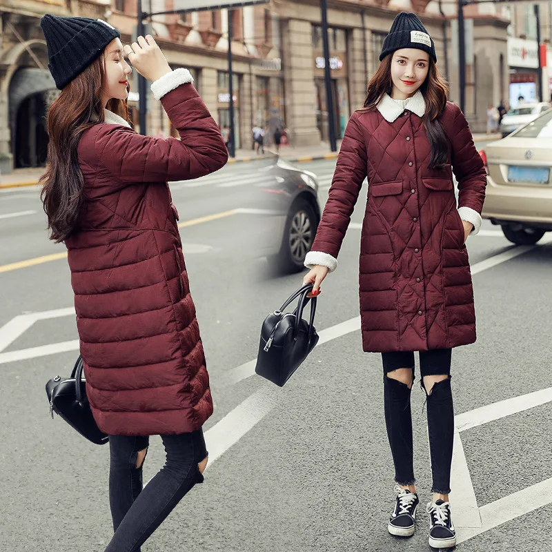 

Cotton-padded Clothes Women's Winter Hot Selling Lambs Wool Mid-length Women's Thick Hooded down Jacket Cotton-padded Clothes WO
