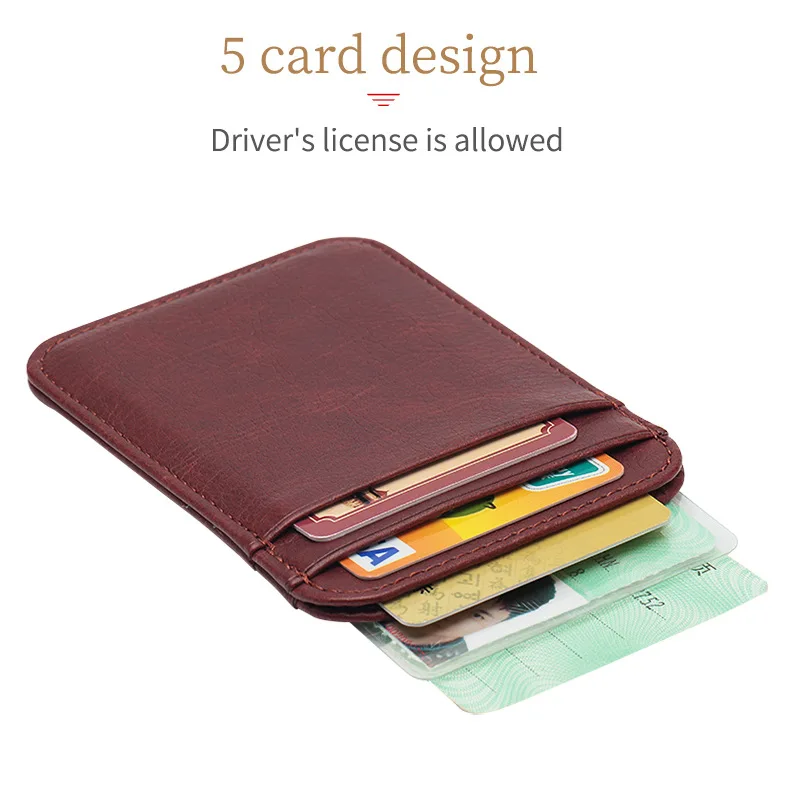 Mini PU Leather ID Business Card Holder Women Men Multi Slot Slim Solid Color Driver License Case Ticket Credit Card Bag