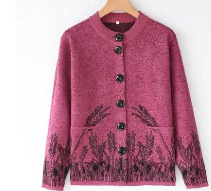 woman with New style fashion Long sleeve round collar mother Cardigan Sweater coat