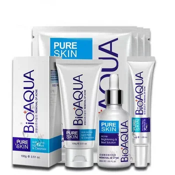

BIOAQUA Anti Acne Shrink Pores Whitening Treatment Blackhead Scars Anti Acne Removal Gel Moisturizing Scar Face Care Set