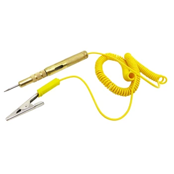 

DC 6V 12V 24V Diagnostic Tool Car Yellow Measuring Trailers Metal Voltage Gauge Electrical Circuit Tester Probe Lamp Spiral Wire