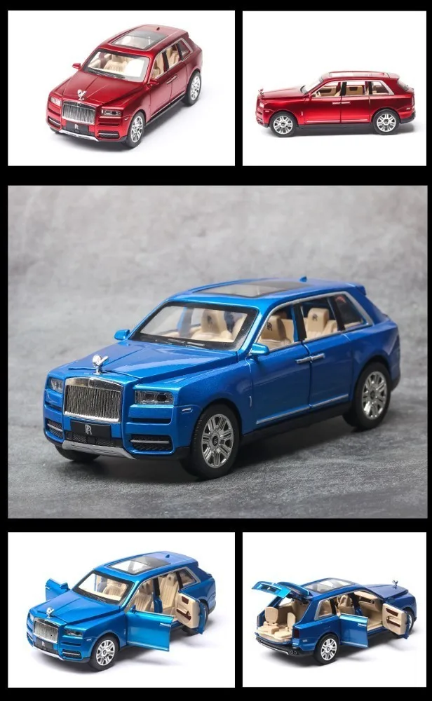 1:24 Rolls Royce Cullinan, модель автомобиля из сплава, большой размер, имитация внедорожника, металлическая модель автомобиля, светильник со звуком, вытяжка, 6 дверей