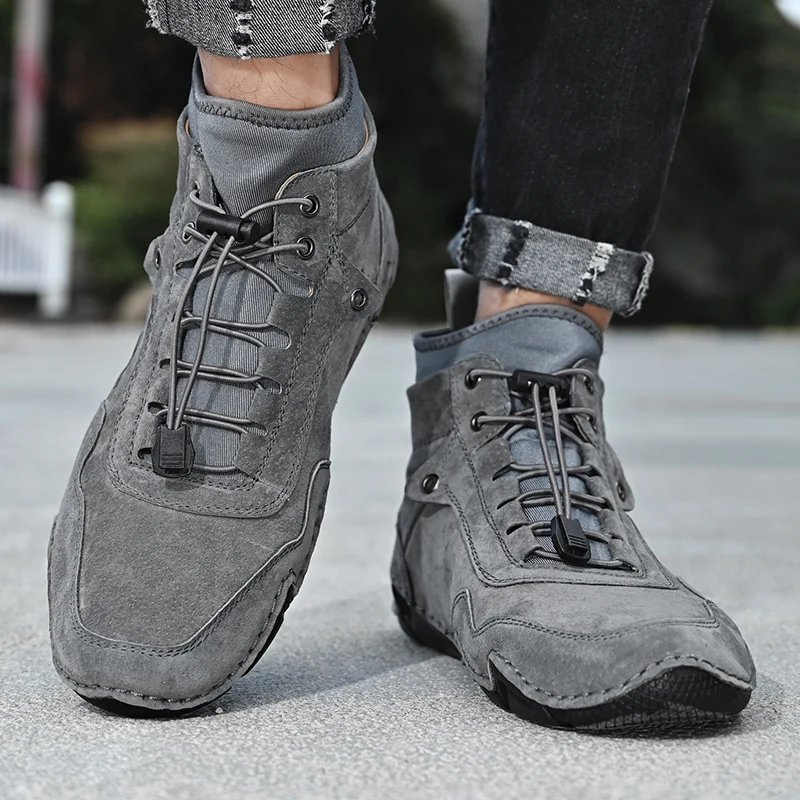 Winter Snow Boots Men Boots Genuine Leather Soft Sole Ankle Outdoor