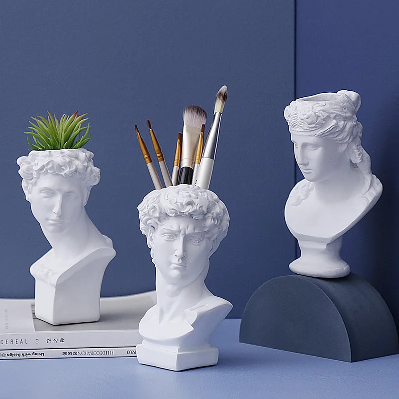 David Head Plant Pot Flower Vase Decorative Bust Statue Planter 