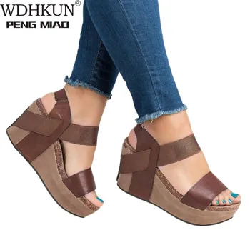 

Ladies Wedge Sandal Shoes Women Zapatos De Mujer Female Open Toe Breathable Beach Sandals Rome Elastic Band Casual Wedges Shoes