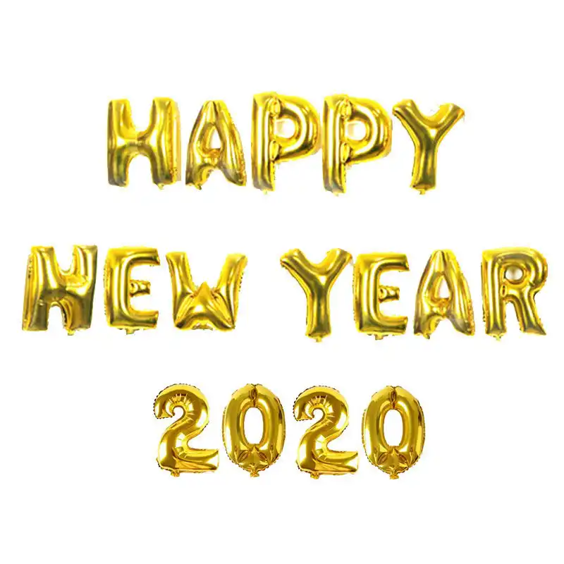 Bonne Année 2020 Orargent Feuille Lettre Ballons Nouvel An