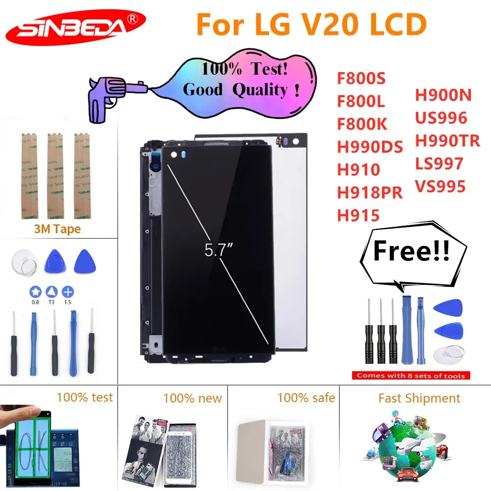 Sinbeda 5 7 &quotЖК дисплей для LG V20 F800S F800L F800K H990DS H910 H918PR H915 H990N US996 H990TR LS997 VS995 ЖК сенсорный