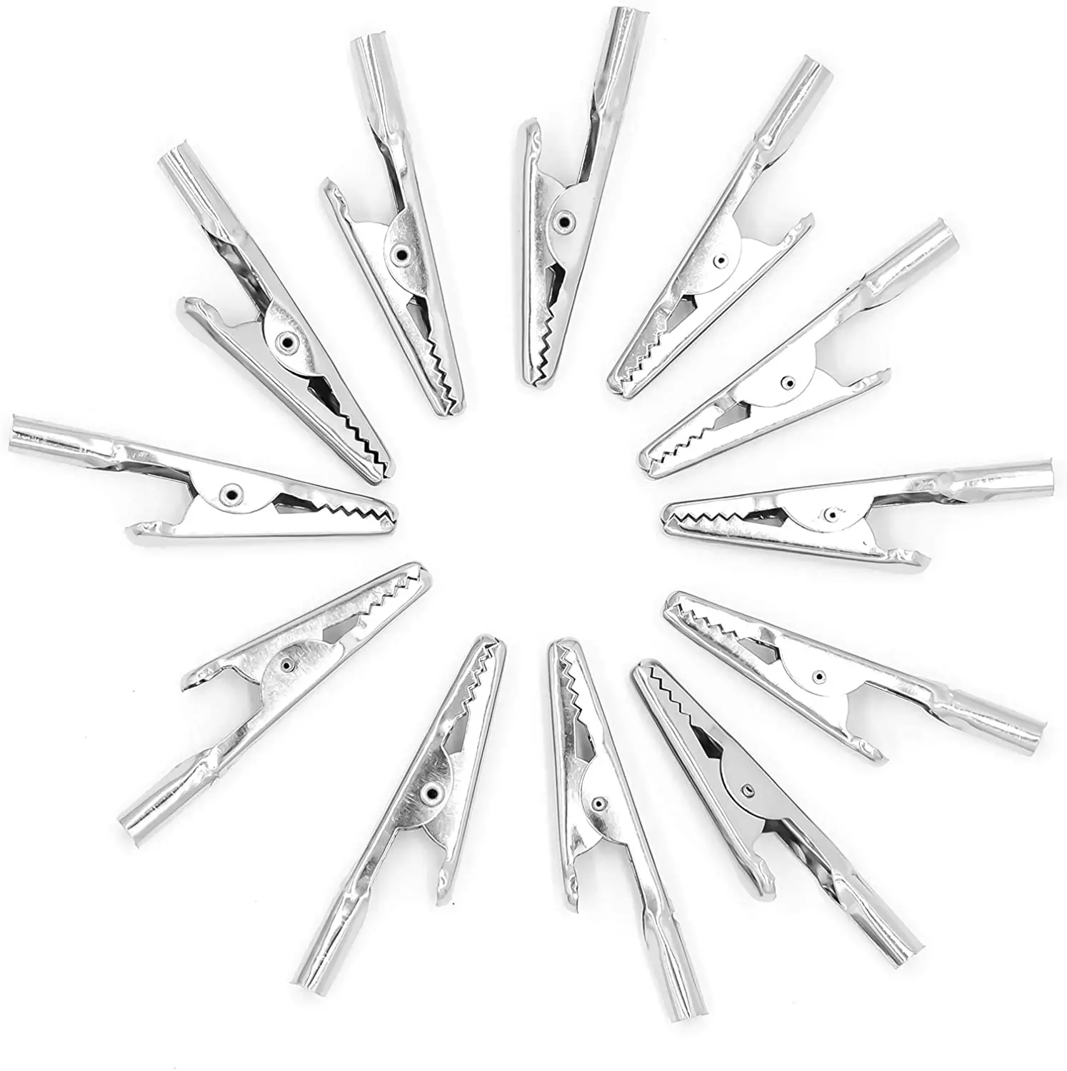 30/50PCS/Set Stainless Steel single prong Alligator Crocodile Electric Test Clips Cable Lead Screw Probe Clamps Silver Tone