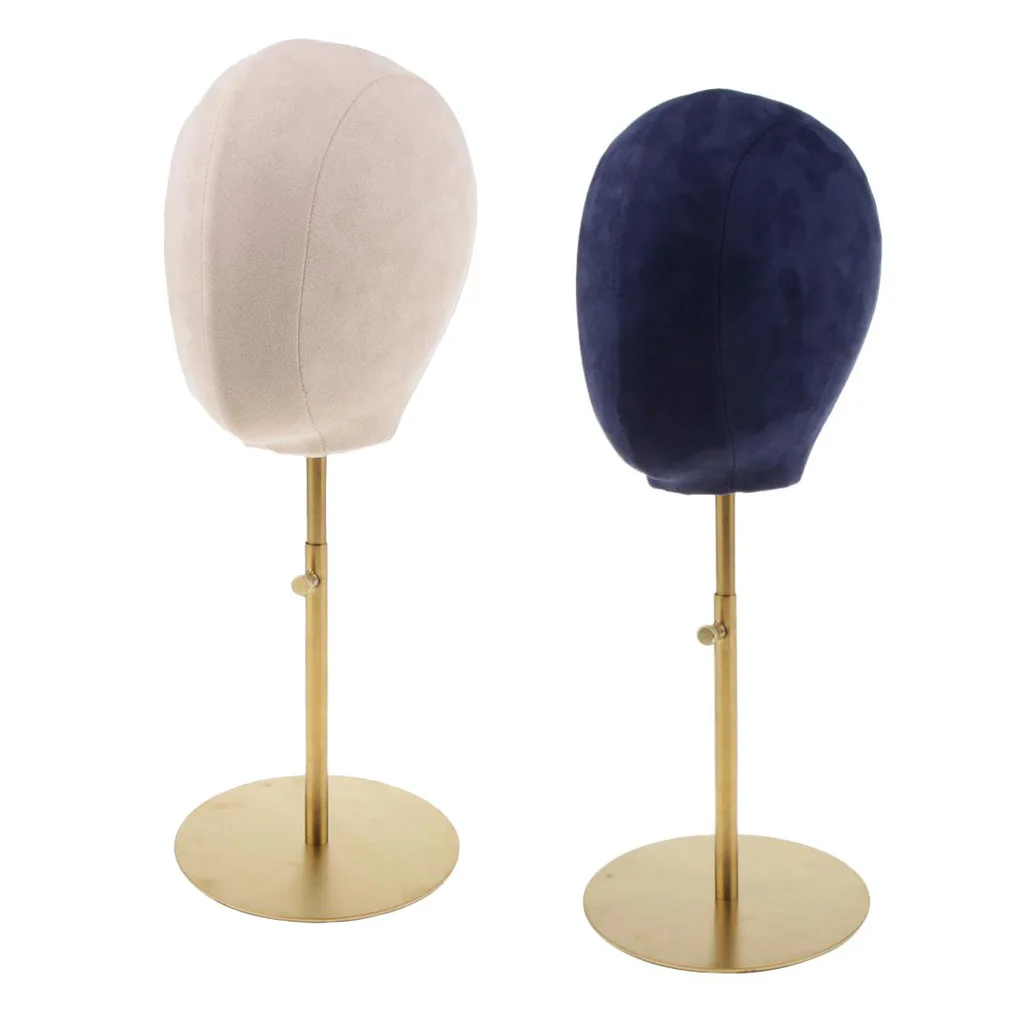 2pcs Velvet Cork Mannequin Head Hat Rack Cap Wig Making Holder Display Stand