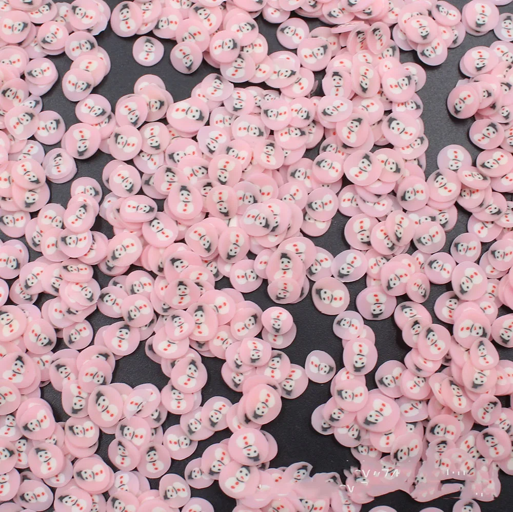 50 г/лот романтическая розовая Рождественская Полимерная глина крошечные кусочки снеговика для украшения ногтей: 5 мм