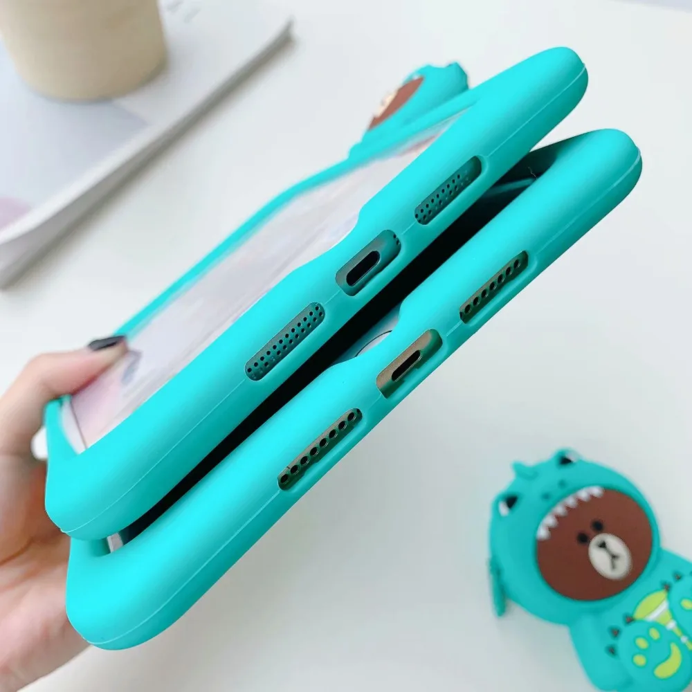 Kids Safe Non-toxic Soft Silicone Dinosaur Bear Pattern Cartoon Tablet Case for IPad Air 3 Pro 10.5" Stand Cover Coque+pen