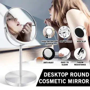 

Magnifying Makeup Mirror Cosmetic Mirrors Rotating Round Shape Double Sided Mirrors for Lady Table Desktop Standing Dresser