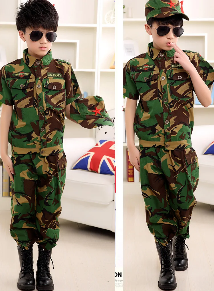 

New Style Children Uniforms Summer Camp Primary School STUDENT'S Camouflage Children Special Forces Military Training Clothes Da