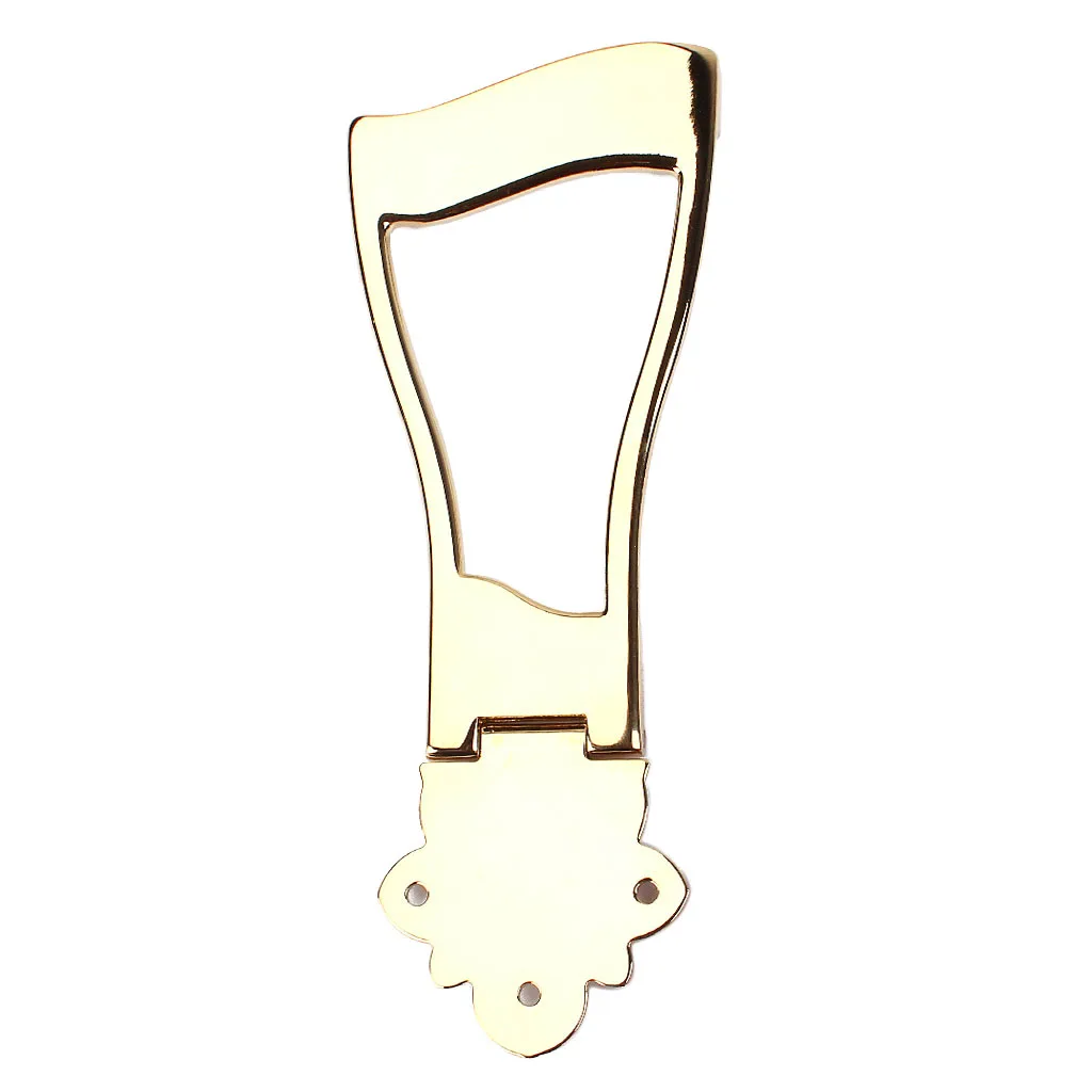 Metal 6 Strings Jazz Guitar Bridge Tailpiece Replacement for Hollowbody Archtop Guitar, Gold
