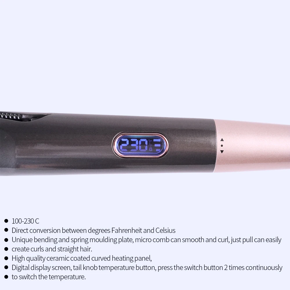 Ferro de Ondulação Plano com Display Straightener-2 em 1 Cabelo Profissional Turmalina Cerâmica Trançado Ferro Lcd & Temp Ajustável Suita 14 display lcd & temp ajustável, suita