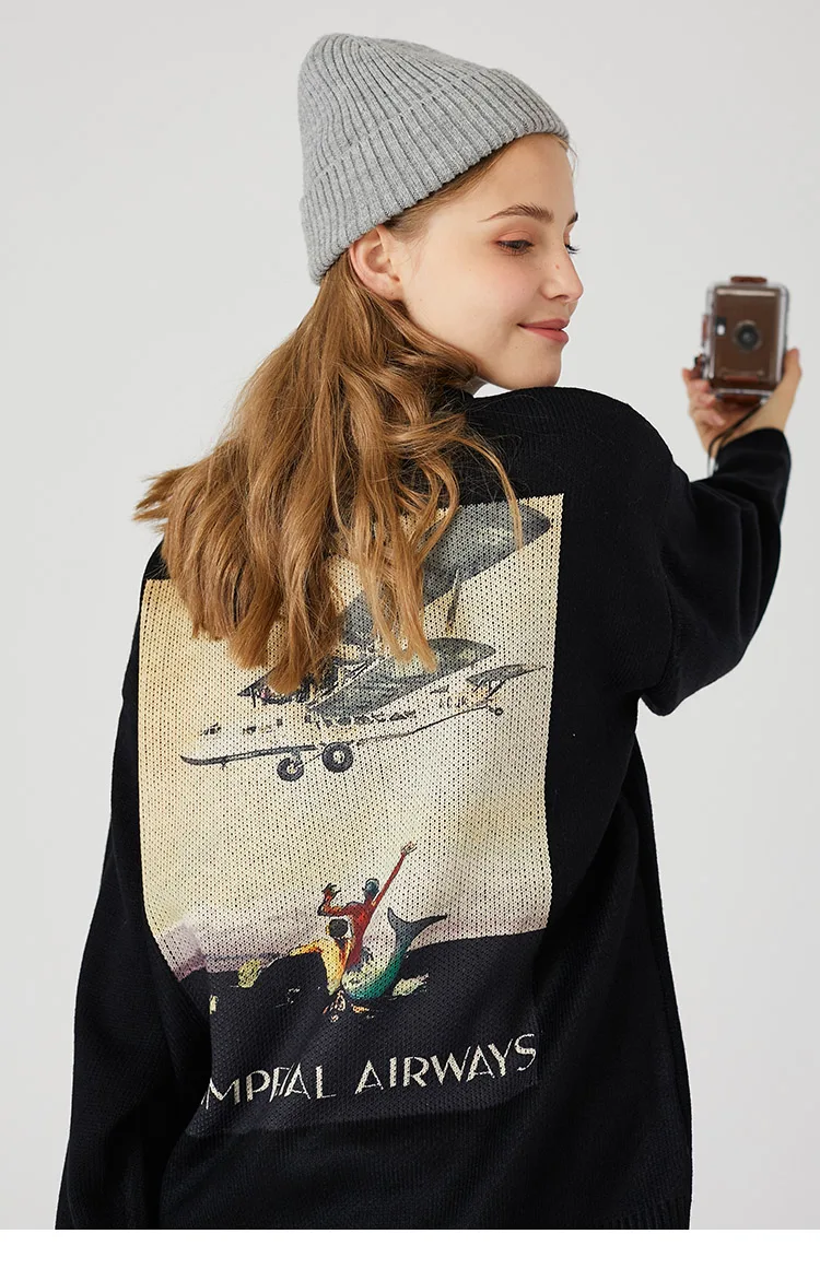 LENSTID Autumn Mens Hip Hop Switzerland Retro Painting Knitted Pullovers Harajuku High Quality Fashion Streetwear Male Sweaters