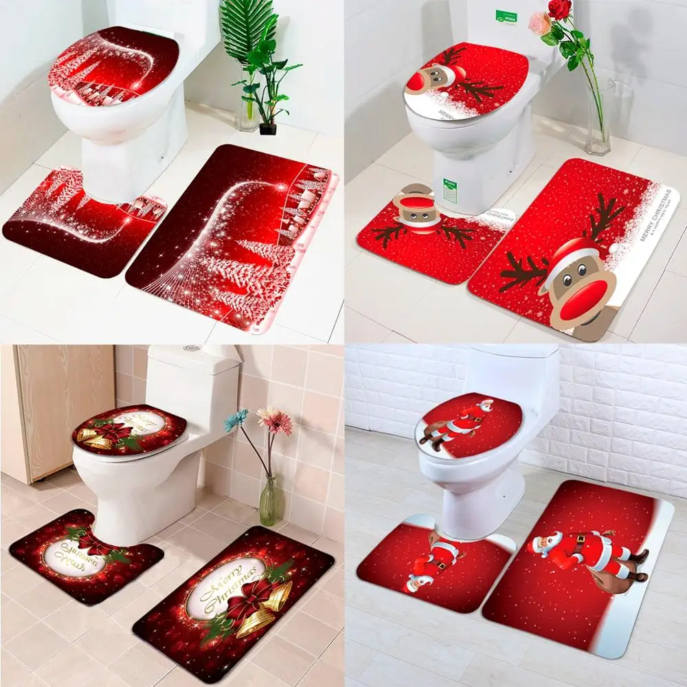 Christmas Curtains for Bathroom Santa Claus Toilet Set Christmas Curtains for Living Room Cartoon Bedroom Curtains Kids Favors