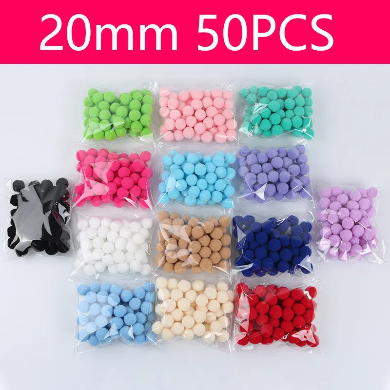 

20mm 50pcs DIY Soft Fluffy PomPom Balls for Cards Hat Clothing Bag Jewelry Decorative Pompon Home Decoration
