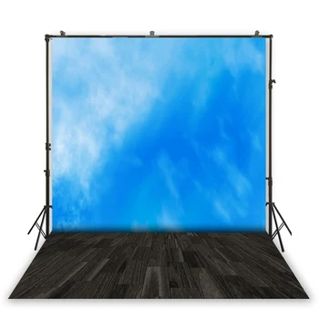 

HUAYI Vintage Wood Planks Floor Decorations Dark Blue Pure Color Background Photography Kids Adults Portrait Photoshoot D-5278