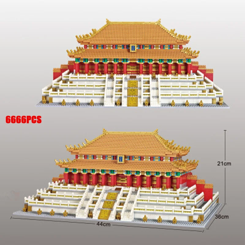 World famous Historical Architecture Hall of Superme Harmony micro diamond block China Imperial Palace brick nanobricks toys
