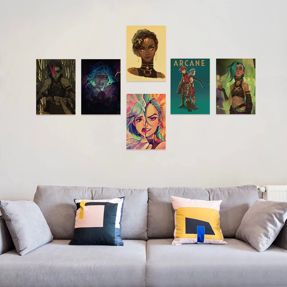 Popular TV Show Arcane Kraft Paper Poster Vi Viktor Jayce Jinx Home Decor Study Bedroom Bar Cafe Wall Paintings Stickers Posters
