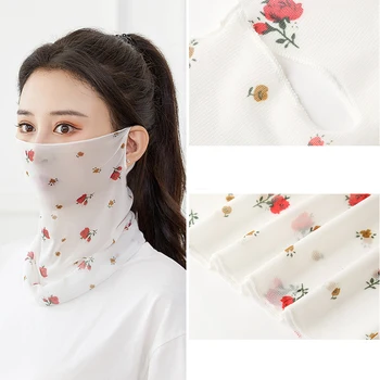 

Mask Face Cover Breathable for Summer Face Mask Sun Protection Mask Thin Uv Protection Face Mask Scarf Anti-Dust Flower Printing
