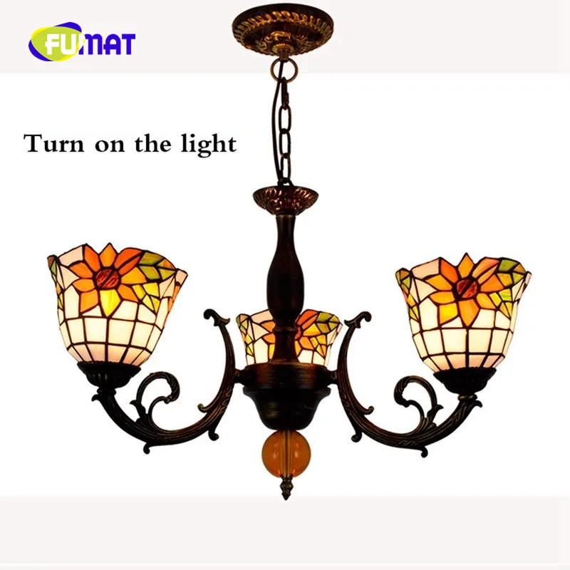 FUMAT Tiffanylamp люстра освещение витражное стекло цветок тени блеск освещение приспособление кухонный светодиодный современный подвесной потолочный светильник