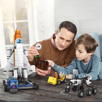 

City Technic Creator Aviation Rocket Space Launch Base Building Blocks Marsed Rover Cosmic Probe Bricks Assemblage Toys For Kid