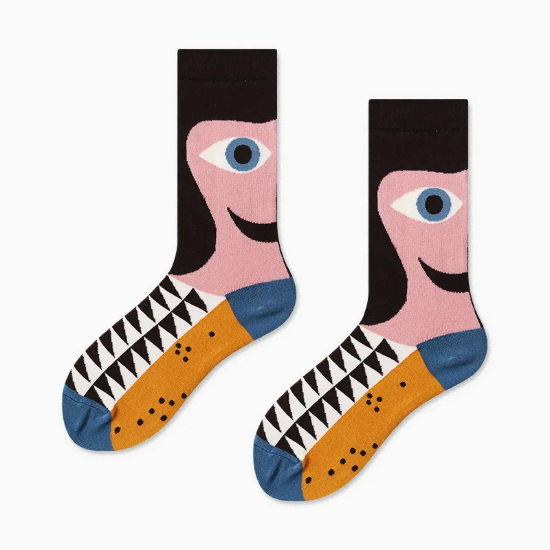 Пары, уличные Носки для скейтбординга, осень/зима, креативные, абстрактное искусство, Харадзюку, хип-хоп, уличные носки, яркие Веселые носки - Цвет: 17