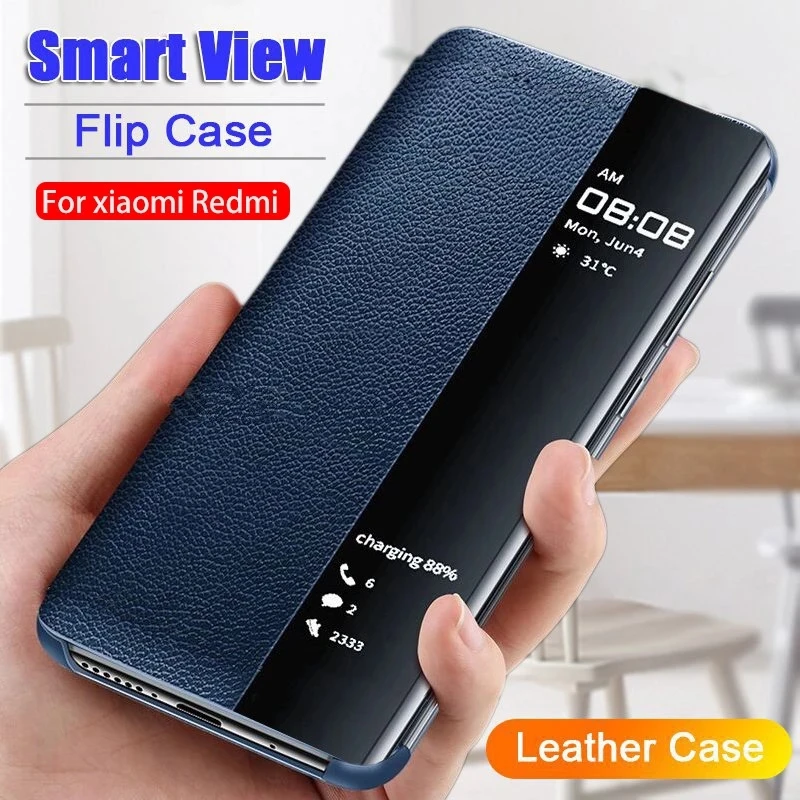 Cao Cấp Thông Minh Gập Có Ốp Lưng Cho Xiaomi Redmi Note 9S 8 8T 7 6 5 Pro Bao Da cho Redmi 7 7A 8 8A K20 Mi 9T Note 10 Lite Ốp Lưng xiaomi leather case card