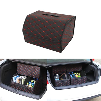 

1pcs Car Trunk Organizer Box Storage Bag Auto Trash Tool Bag PU Leather Folding Cargo Storage Stowing Tidying Car Accessories