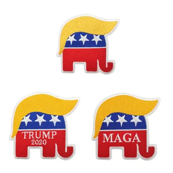 

Re-elect President Trump 2020 Elephant Hair embroidered iron on sew on metal patch guitar ukulele cases DIY dog's t-shirt DIY