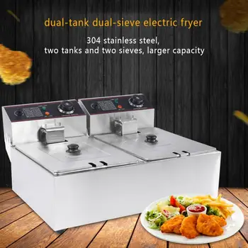 

12L Commercial Electric Fryer Professional Stainless Steel Double Deep Tank Fryer Machine EU Plug 220-240V Domestic Delivery