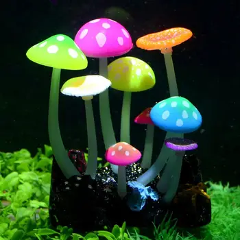 

Uniclife Glowing Effect Artificial Mushroom Aquarium Plant Decor Ornament Decoration for Fish Tank Landscape