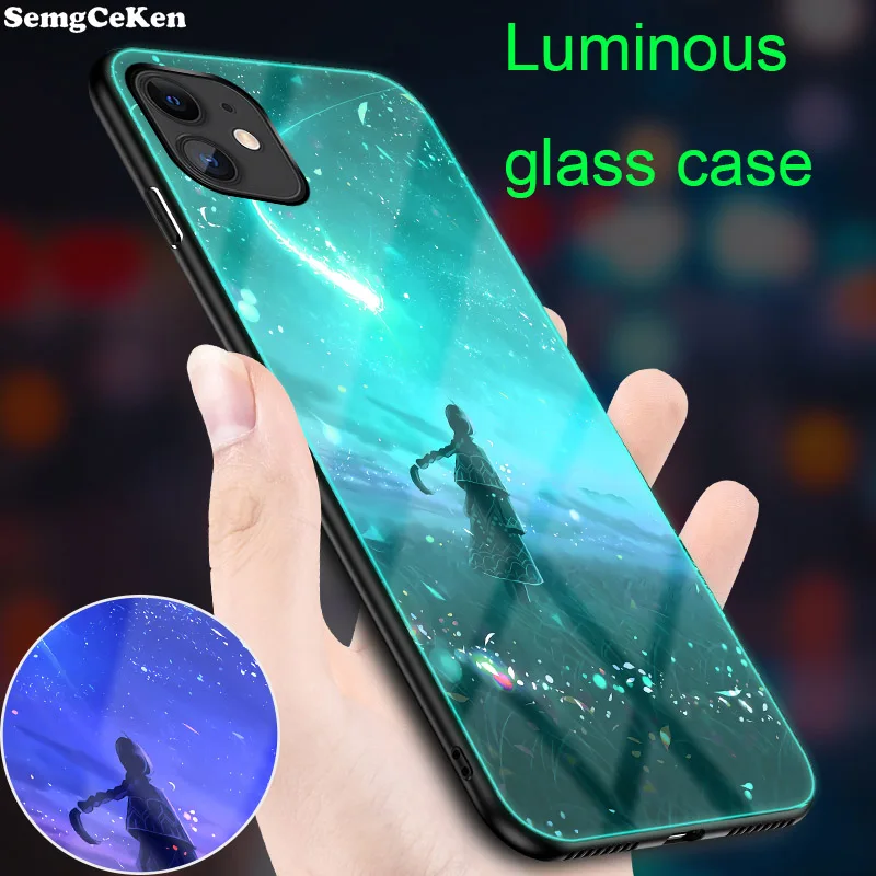 SemgCeKen светящийся чехол для телефона из закаленного стекла apple iphone 11 pro max 11pro 11max i 3d