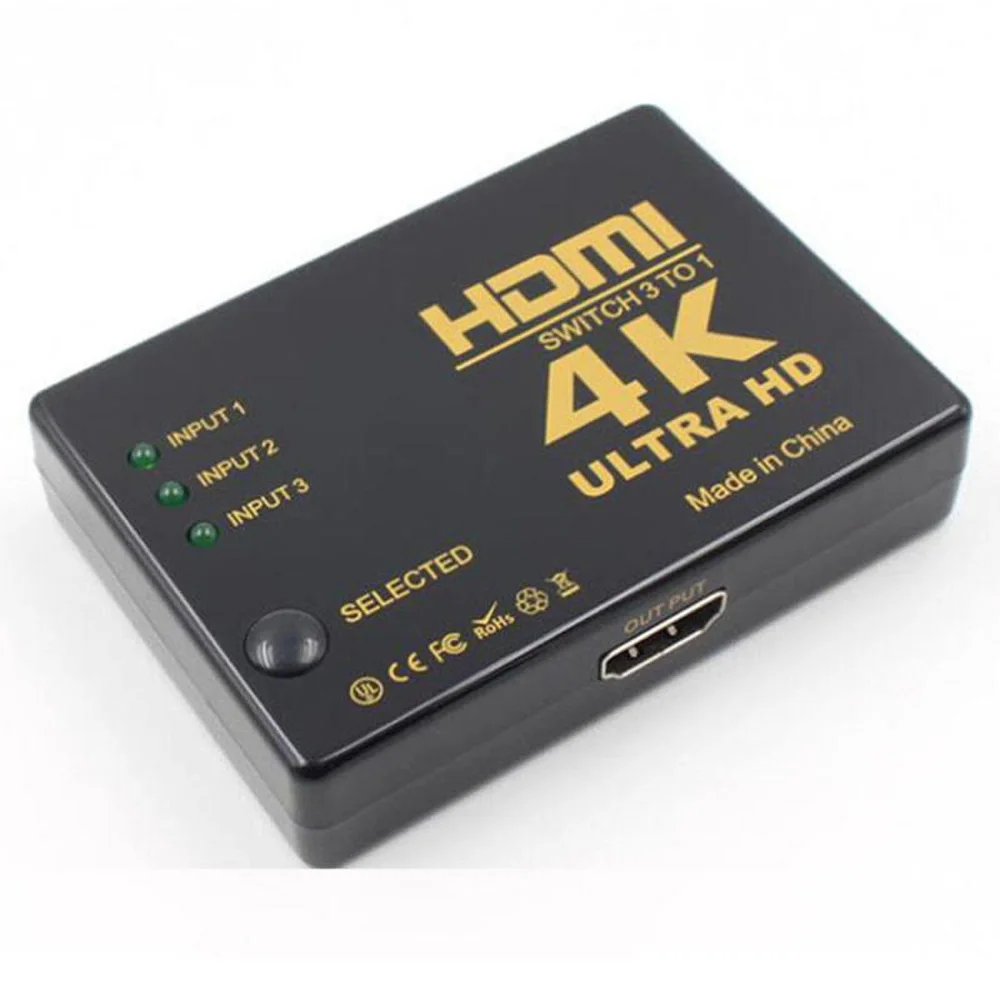 3D 1080p HDMI коммутатор сплиттер концентратор+ ИК пульт дистанционного управления 4K* 2K 3 вход 1 выход ручной переключатель дистанционного управления