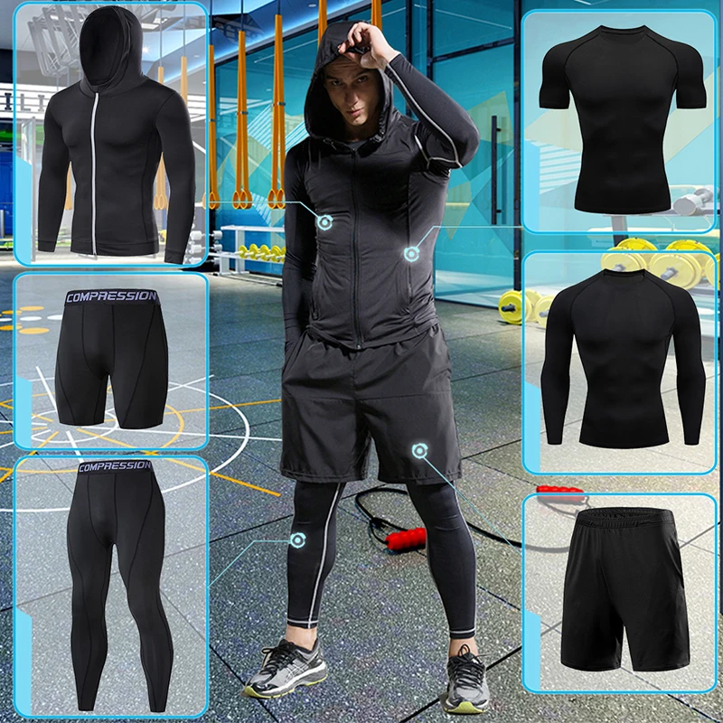 Mens Camo Compression Run Jogging Suits Gym Training Sports Set Gym Fitness Workout Tights 