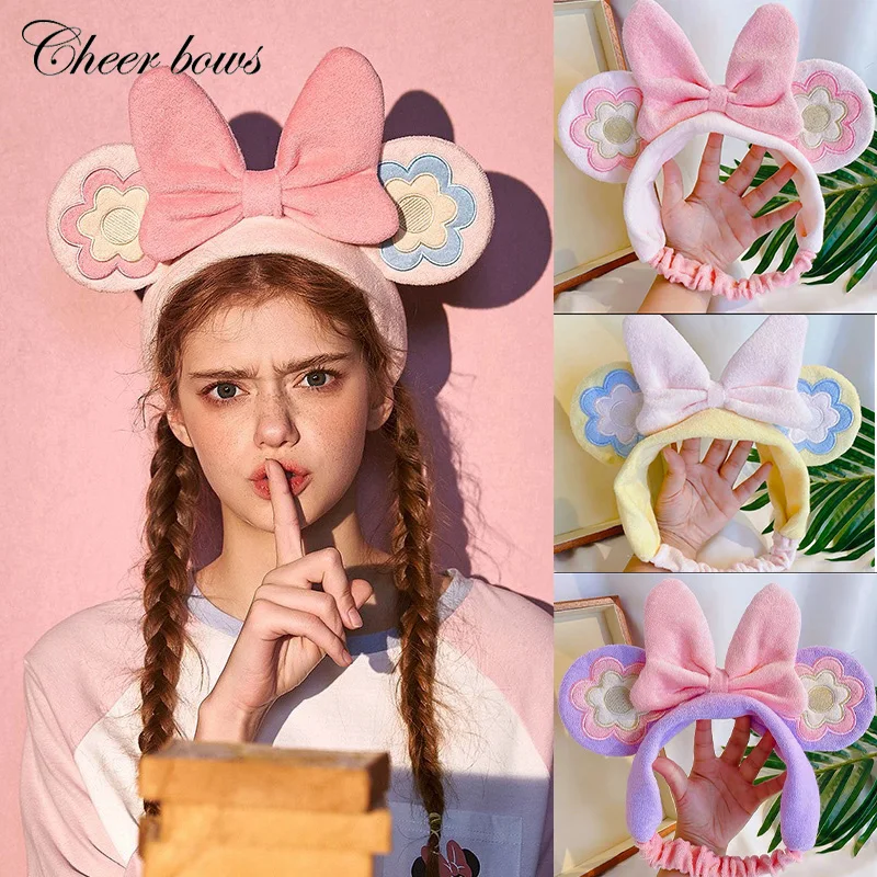 

1 Pc Cute Mouth Ear Hair Accessories for Women Girls Fashion Big Bow Headbands Coral Fleece Wash Face Elastic Hair Bands Holder