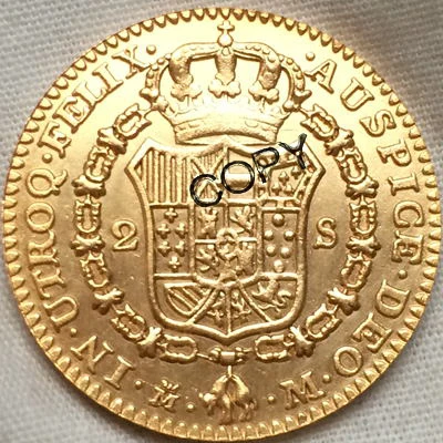Покрытые 24 каратным золотом 1788 года испанские 2 монет эскудос Карлос III|gold coin ring