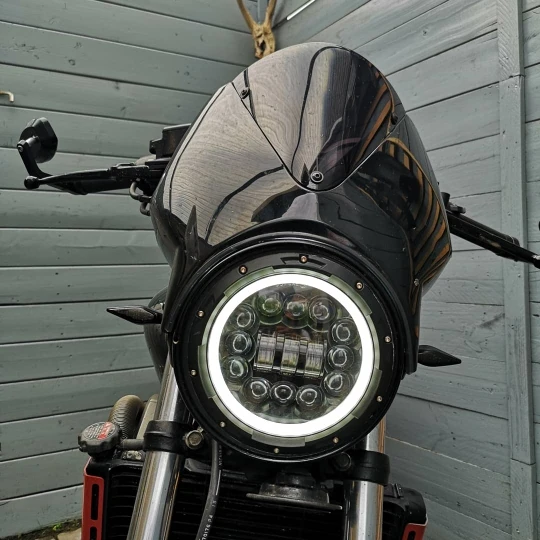 Универсальный " светодиодный автомобильный мотоциклетный головной светильник H4 Phare Farol Moto налобный светильник для Harley Softail Кафе Racer Chopper Honda