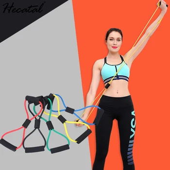 

HECATAL Fitness 8-character Pull-string Stretch Rope Yoga Stretch Band Elastic Band Exercise Exercise Resistance Bands Workout