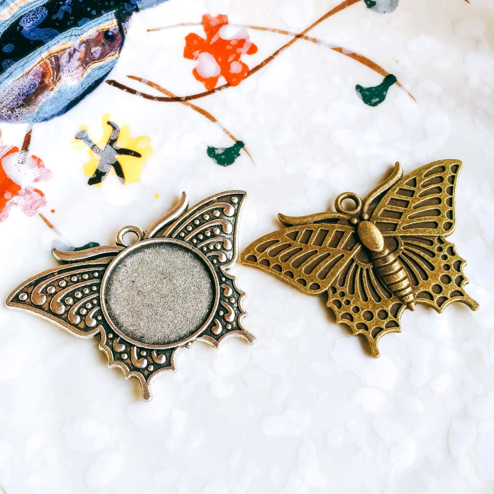 Ожерелье с подвеской античный бронзовый серебристый цвет стеклянные заготовки