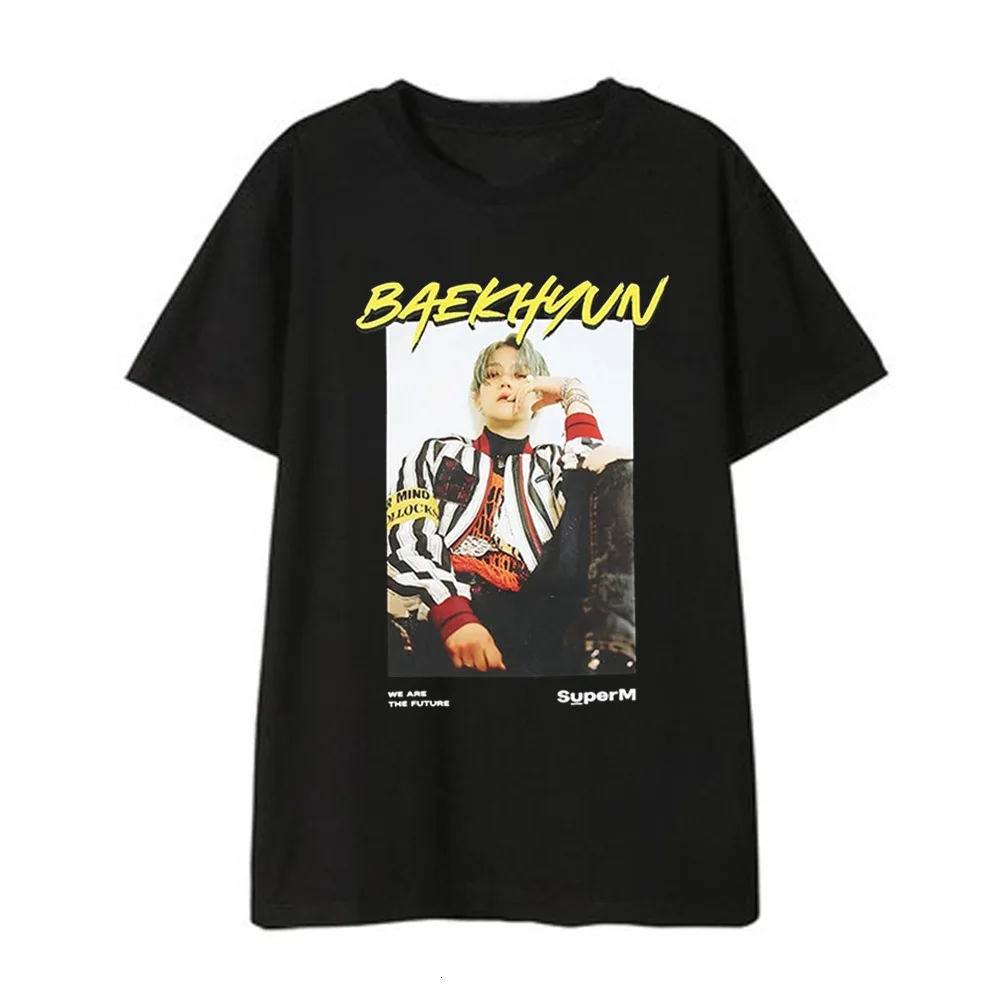 E super m KPOP SuperM Short Sleeve T Pay Tribute To Li Taimin-bo Virtuous Kai Tai Rong Mark Yellow Xu Xi Clothes Men And Women - Color: E
