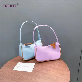 

Women Handbag Hit Color PU Fashion Female Small Underarm Shoulder Tote Bag