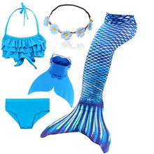 Костюмы для косплея для девочек с хвостом русалки, купальный костюм русалки, детский купальный костюм