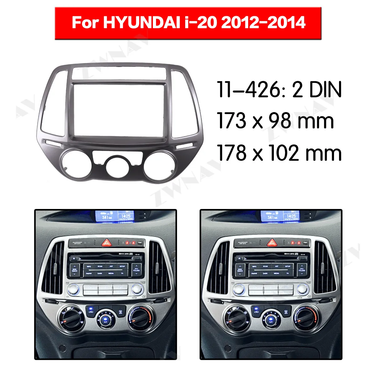 Радио Facia для HYUNDAI I-20 2012-(Руководство AC) 2DIN кронштейн dvd-плеер фасции автомобиля стерео радио установка тире