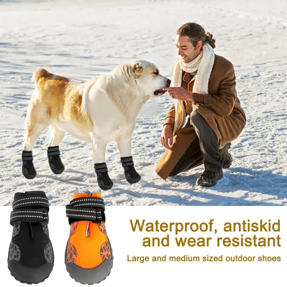Zapatos perros impermeables antideslizantes, botas de con reflectante de PU para cachorros, accesorios para calzado al aire libre, 2 colores - AliExpress Hogar y jardín