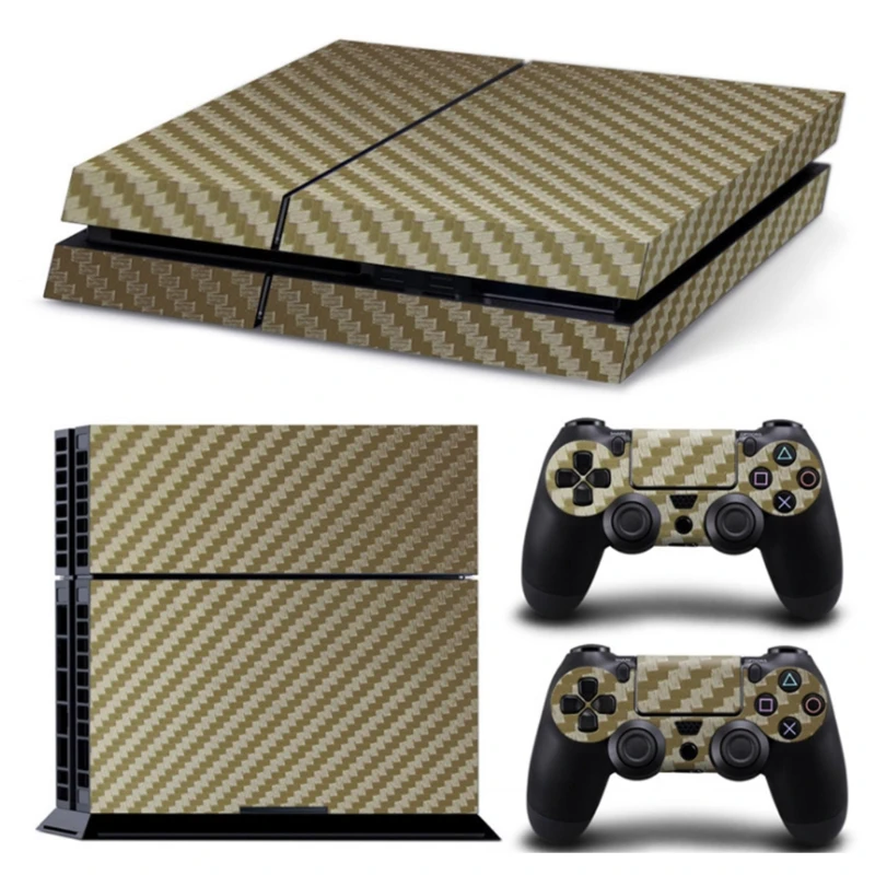 Console Carbon Fiber Skin Sticker Wrap Controller Dustproof Vinyl Cover Decal Protective Case Shell Compatible with PS4 