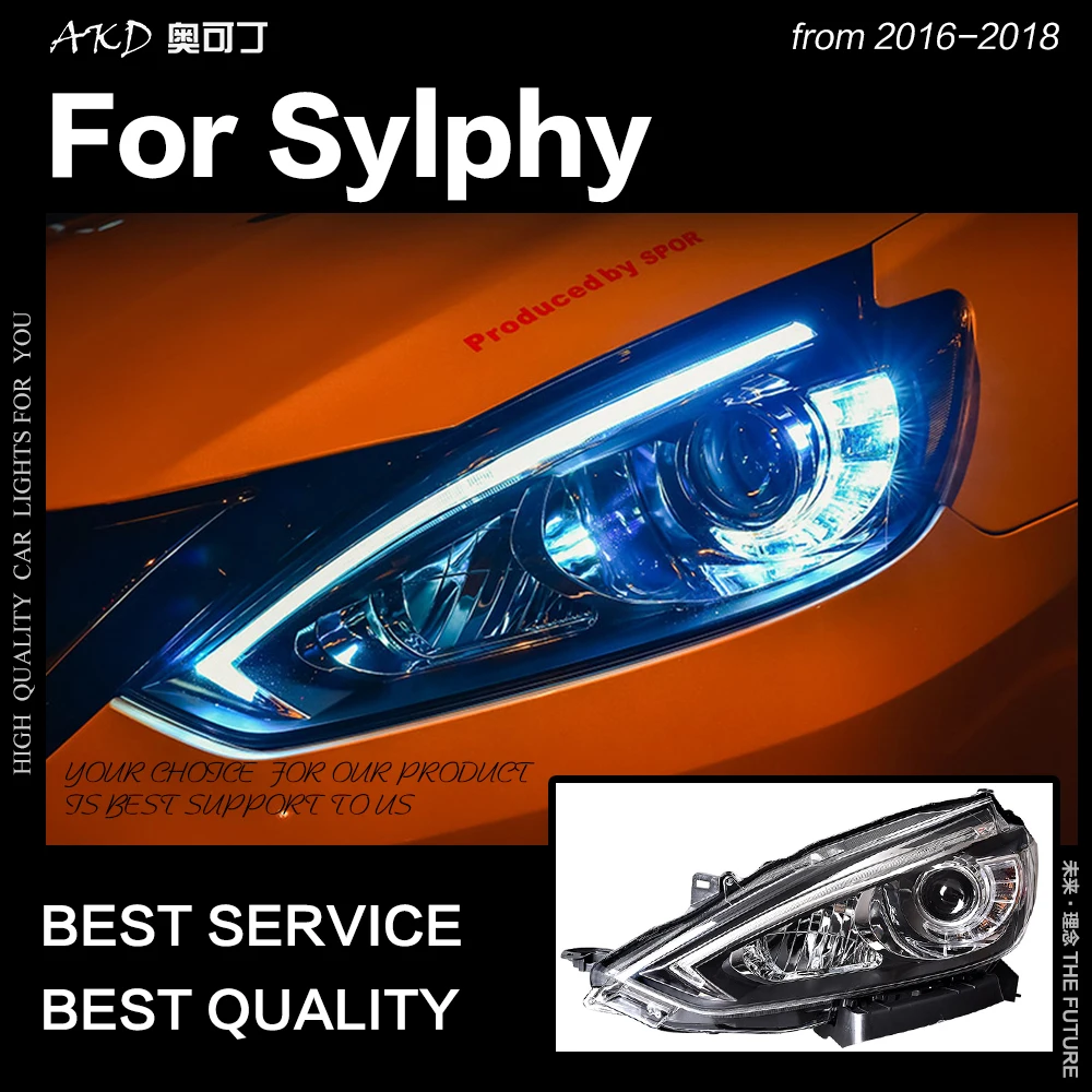 AKD автостайлинг фары для Nissan Sylphy Sentra светодиодный ные 2016 2018 DRL Hid вариант