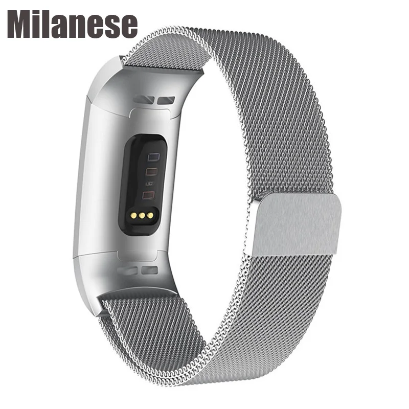 Миланский магнитный ремешок для Fitbit Charge 3 4 Fitness Band из нержавеющей стали